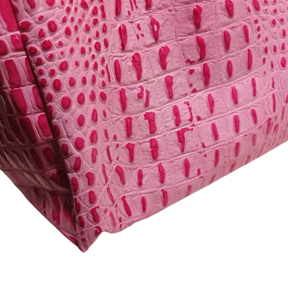 NEW BABYLISS PRO Pink Hot Pink Faux Reptile Print Tote Bag Zipper Top Purse - Picture 8 of 13